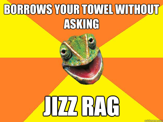 Borrows your towel without asking  jizz rag - Borrows your towel without asking  jizz rag  Karma Chameleon