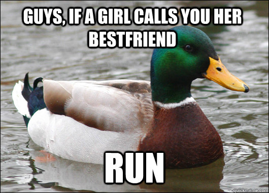 guys, if a girl calls you her bestfriend run  Actual Advice Mallard