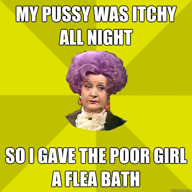 my pussy was itchy all night so I gave the poor girl a flea bath  Mrs Slocombe