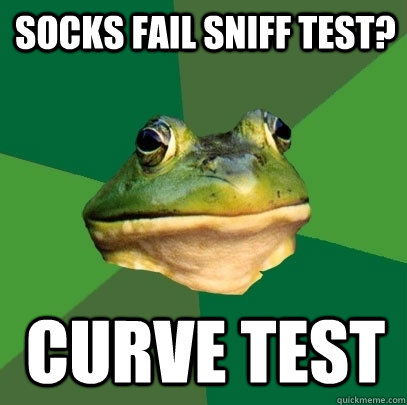Socks fail sniff test? curve test  Foul Bachelor Frog