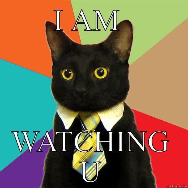 I AM  WATCHING U Business Cat