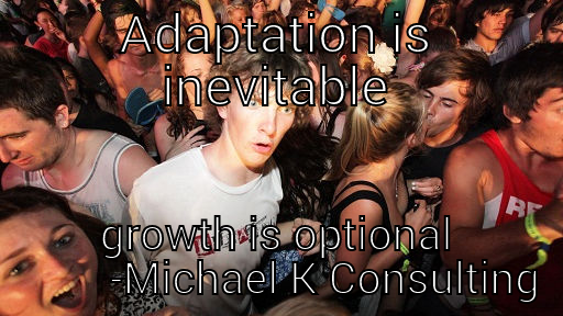 ADAPTATION IS INEVITABLE GROWTH IS OPTIONAL          -MICHAEL K CONSULTING Sudden Clarity Clarence
