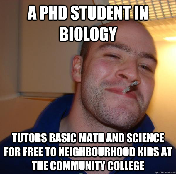 A PhD student in Biology tutors basic math and science for free to neighbourhood kids at the community college - A PhD student in Biology tutors basic math and science for free to neighbourhood kids at the community college  Misc