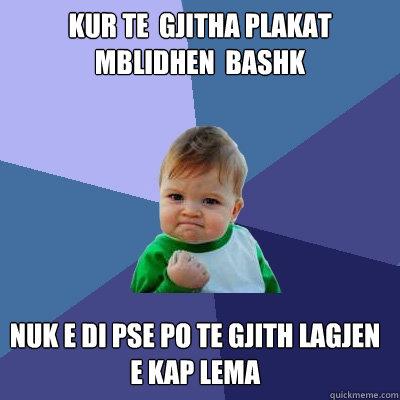 kur te  gjitha plakat mblidhen  bashk nuk e di pse po te gjith lagjen e kap lema  Success Kid