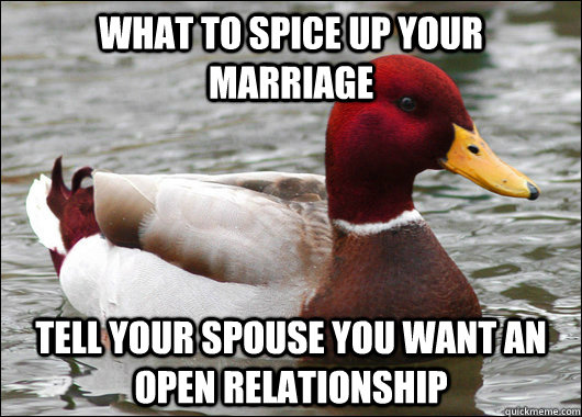 what to spice up your marriage tell your spouse you want an open relationship  Malicious Advice Mallard