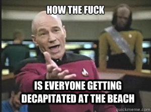 how the fuck is everyone getting decapitated at the beach  Annoyed Picard