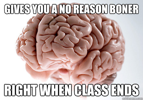 gives you a no reason boner right when class ends  Scumbag Brain