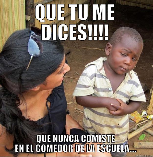 QUE TU ME DICES!!!! QUE NUNCA COMISTE EN EL COMEDOR DE LA ESCUELA.... Skeptical Third World Kid