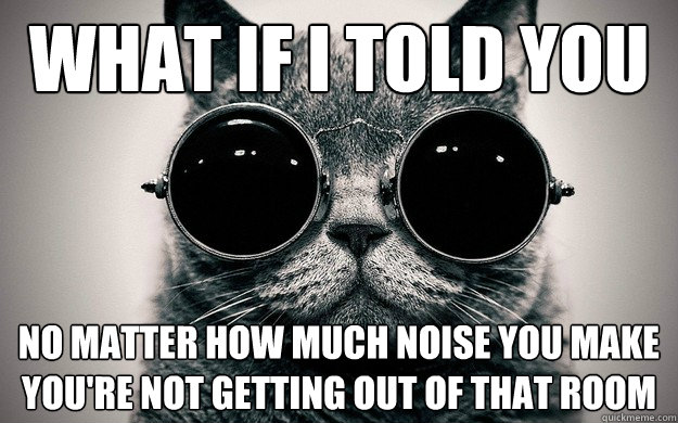 What if i told you No matter how much noise you make you're not getting out of that room  Morpheus Cat Facts