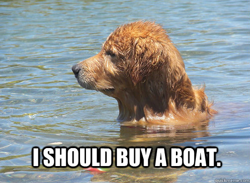 I should buy a boat. - I should buy a boat.  Contemplation Dog