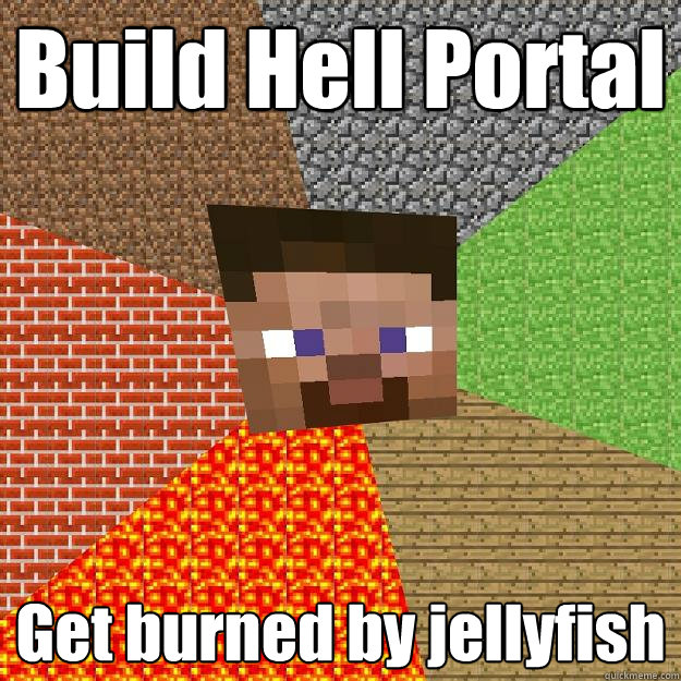 Build Hell Portal Get burned by jellyfish  Minecraft