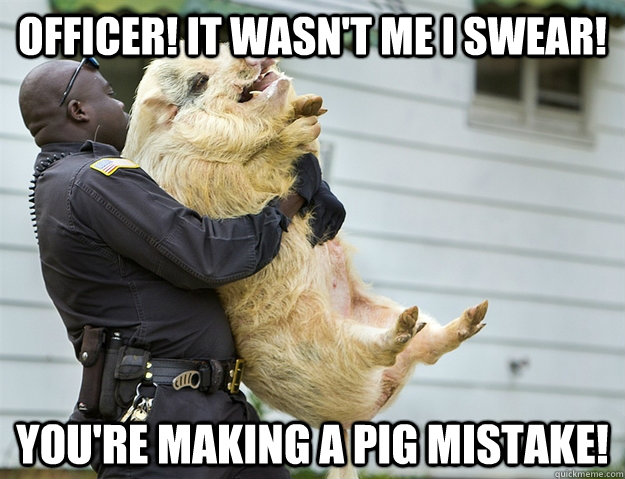 Officer! It wasn't me I Swear! You're making a pig mistake! - Officer! It wasn't me I Swear! You're making a pig mistake!  Misc