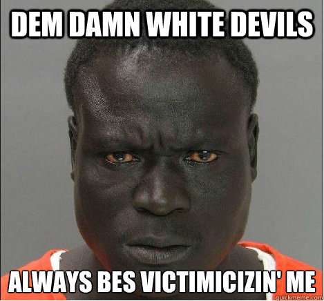 dem damn white devils always bes victimicizin' me  