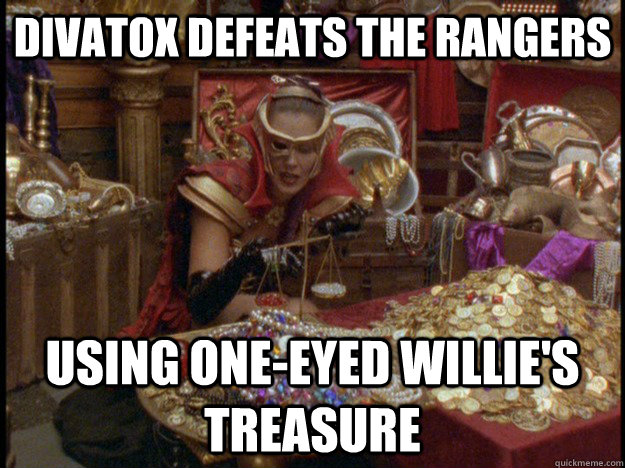 Divatox defeats the rangers Using one-eyed willie's treasure  turbo-divatox-treasure