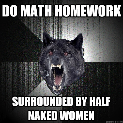 DO MATH HOMEWORK SURROUNDED BY HALF NAKED WOMEN  Insanity Wolf