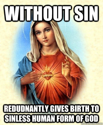 without sin redudnantly gives birth to sinless human form of god - without sin redudnantly gives birth to sinless human form of god  Scumbag Virgin Mary