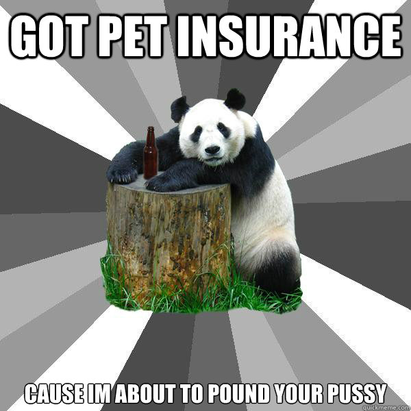 GOT PET INSURANCE CAUSE IM ABOUT TO POUND YOUR PUSSY  Pickup-Line Panda