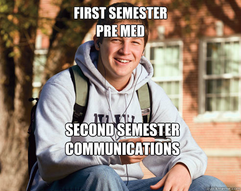 first semester 
pre med second semester
communications  College Freshman
