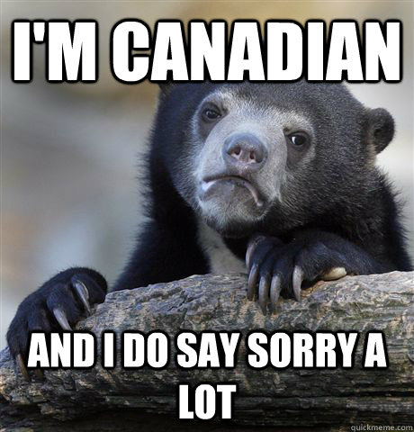 I'm Canadian And I do say Sorry a lot  Confession Bear