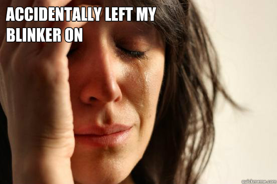 accidentally left my  
blinker on   First World Problems