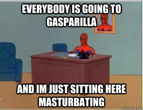 everybody is going to gasparilla and im just sitting here masturbating  Spiderman Desk