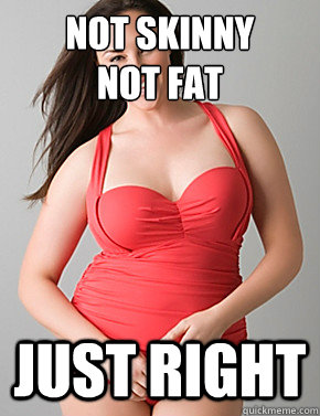 Not Skinny
Not Fat Just right - Not Skinny
Not Fat Just right  Good sport plus size woman