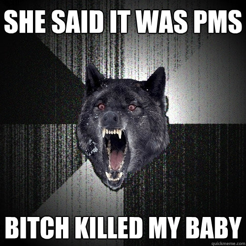 she said it was PMS bitch killed my baby  Insanity Wolf