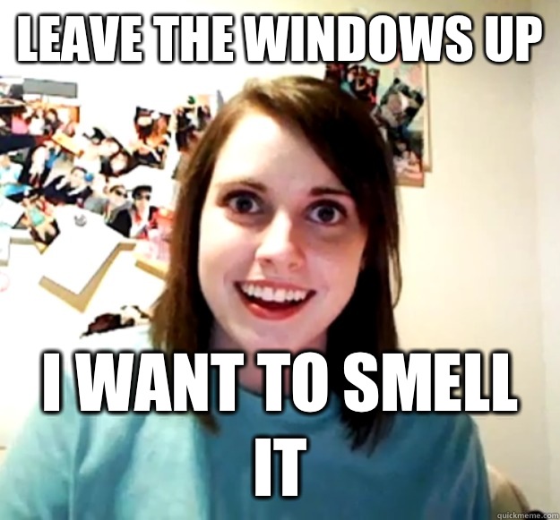 Leave the windows up I want to smell it  Overly Attached Girlfriend