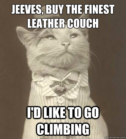 Jeeves, buy the finest leather couch I'd like to go climbing - Jeeves, buy the finest leather couch I'd like to go climbing  Aristocat