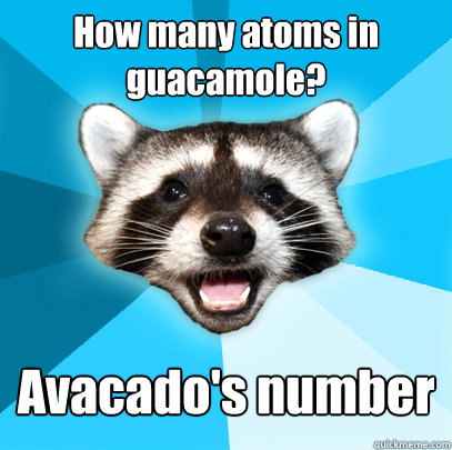 How many atoms in guacamole? Avacado's number  Lame Pun Coon