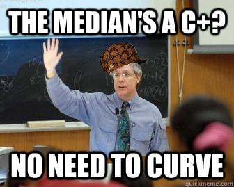 The median's a C+? no need to curve  Scumbag Professor