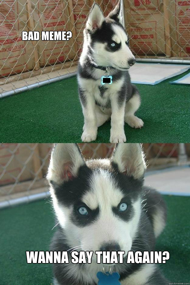 Bad meme? wanna say that again?  Insanity puppy