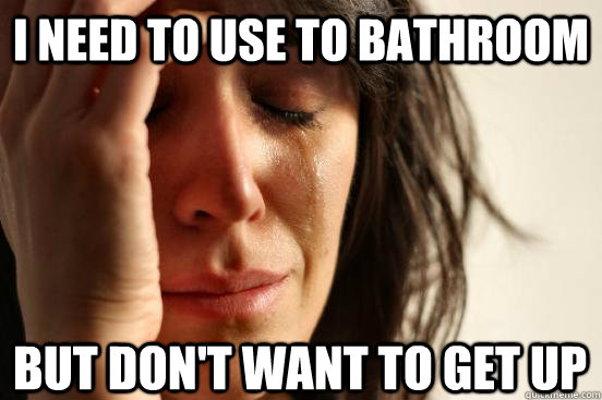 I need to use to bathroom  but don't want to get up  First World Problems