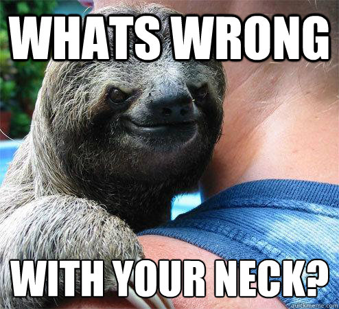 whats wrong with your neck?
  Suspiciously Evil Sloth