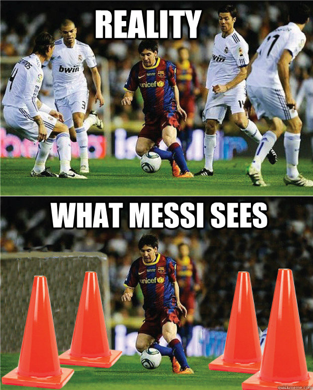 reality what messi sees  Just Messi