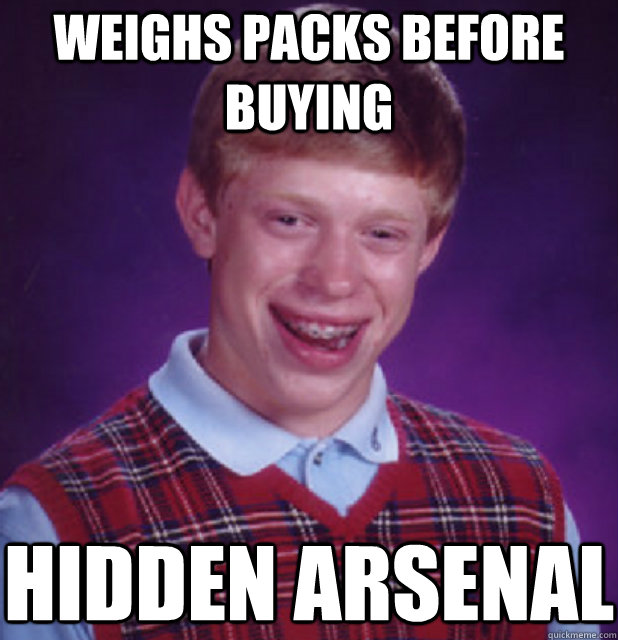 WEIGHS PACKS BEFORE BUYING HIDDEN ARSENAL  