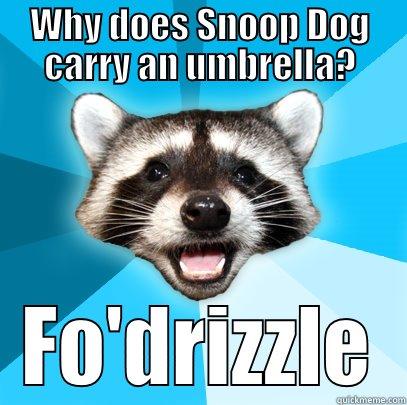WHY DOES SNOOP DOG CARRY AN UMBRELLA? FO'DRIZZLE Lame Pun Coon