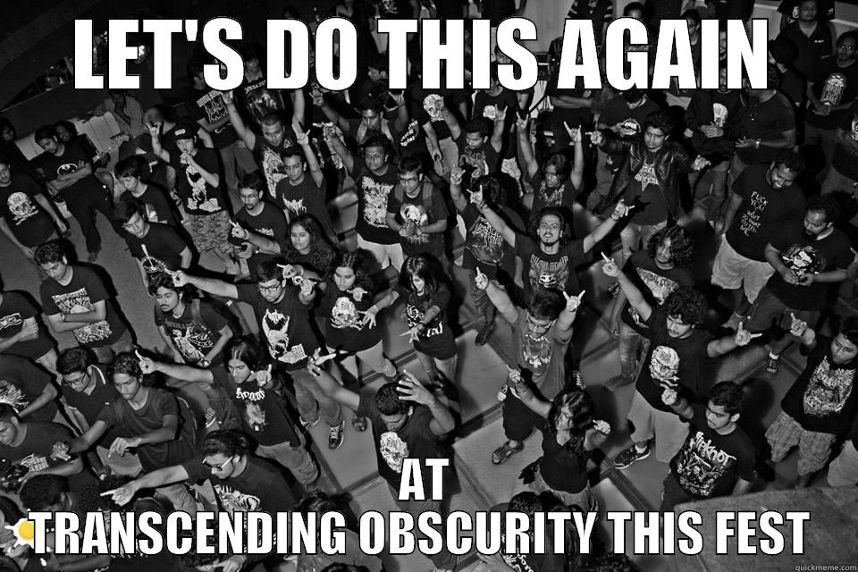 LET'S DO THIS AGAIN AT TRANSCENDING OBSCURITY THIS FEST  Misc