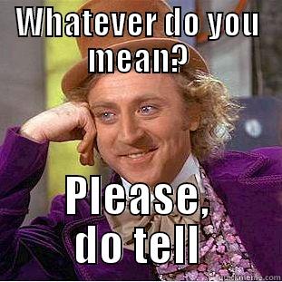 WHATEVER DO YOU MEAN? PLEASE, DO TELL Condescending Wonka