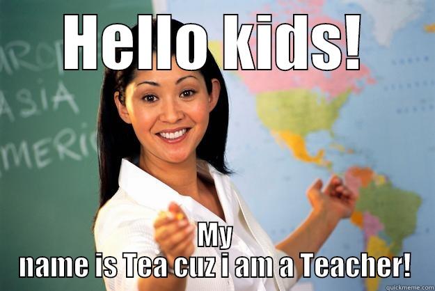 HELLO KIDS! MY NAME IS TEA CUZ I AM A TEACHER! Unhelpful High School Teacher