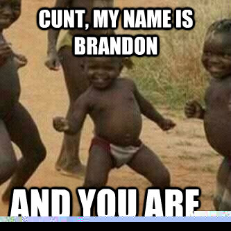 CUNT, my name is BRANDON And you are...  Its friday niggas