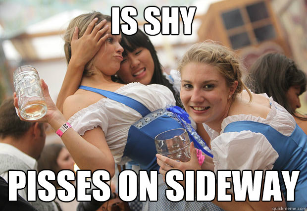 is shy pisses on sideway  