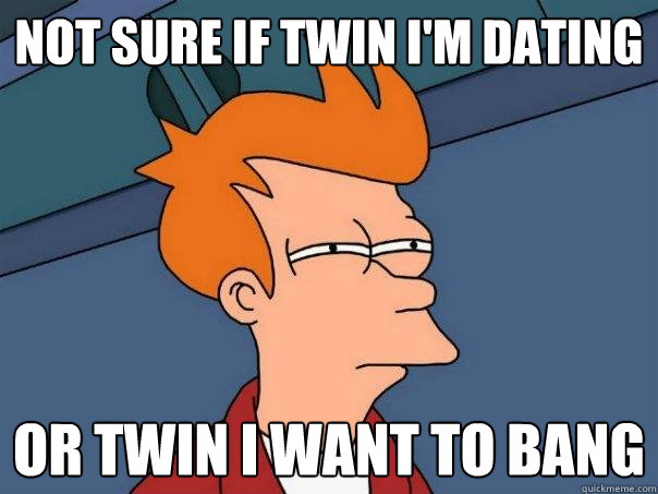Not sure if twin I'm dating Or twin I want to bang  Futurama Fry
