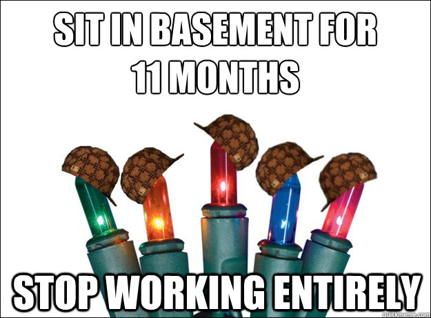 Sit in basement for
11 months stop working entirely  Scumbag Christmas Lights