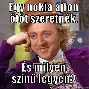 EGY NOKIA ÁJFON ÖTÖT SZERETNÉK. ÉS MILYEN SZÍNŰ LEGYEN? Condescending Wonka