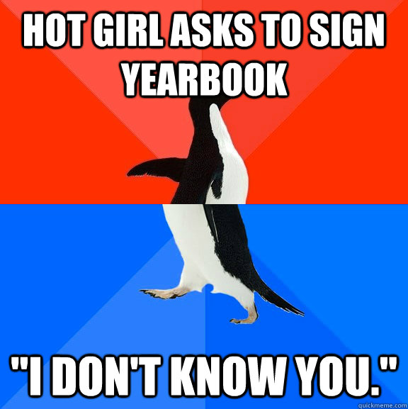 Hot girl asks to sign yearbook 