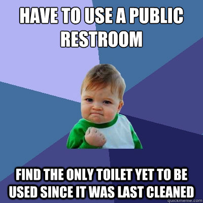 Have to use a public restroom  find the only toilet yet to be used since it was last cleaned   Success Kid
