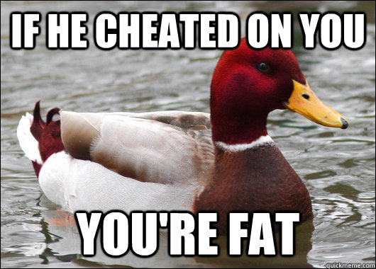 If he cheated on you You're fat  Malicious Advice Mallard