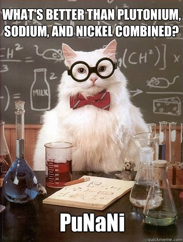 WHAT'S BETTER THAN PLUTONIUM, SODIUM, AND NICKEL COMBINED? PuNaNi  Chemistry Cat