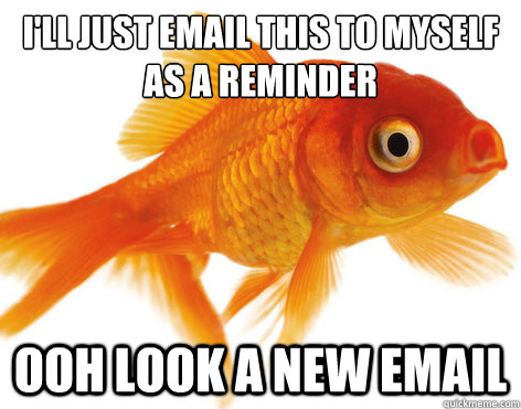 I'll just email this to myself as a reminder Ooh look a new email  